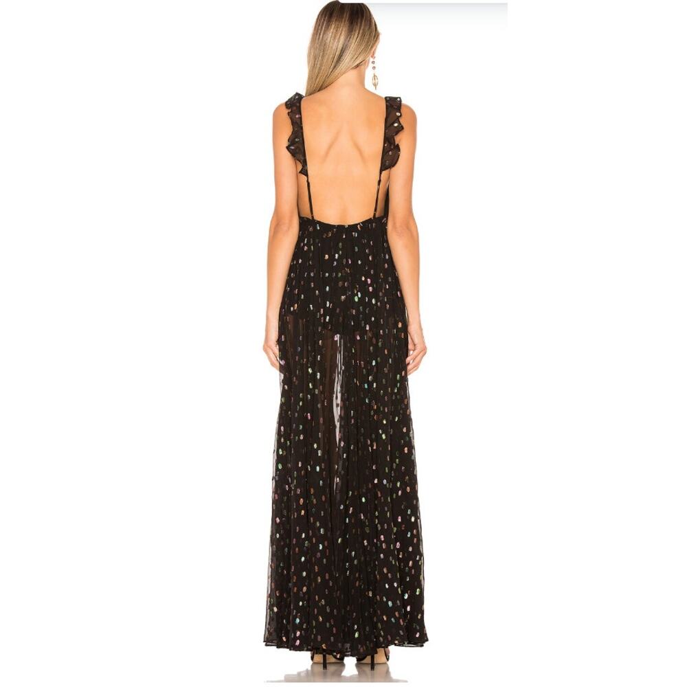 Michael Costello x Revolve Natalie Maxi Dress in Black Rainbow Dots M NWT - Picture 15 of 15